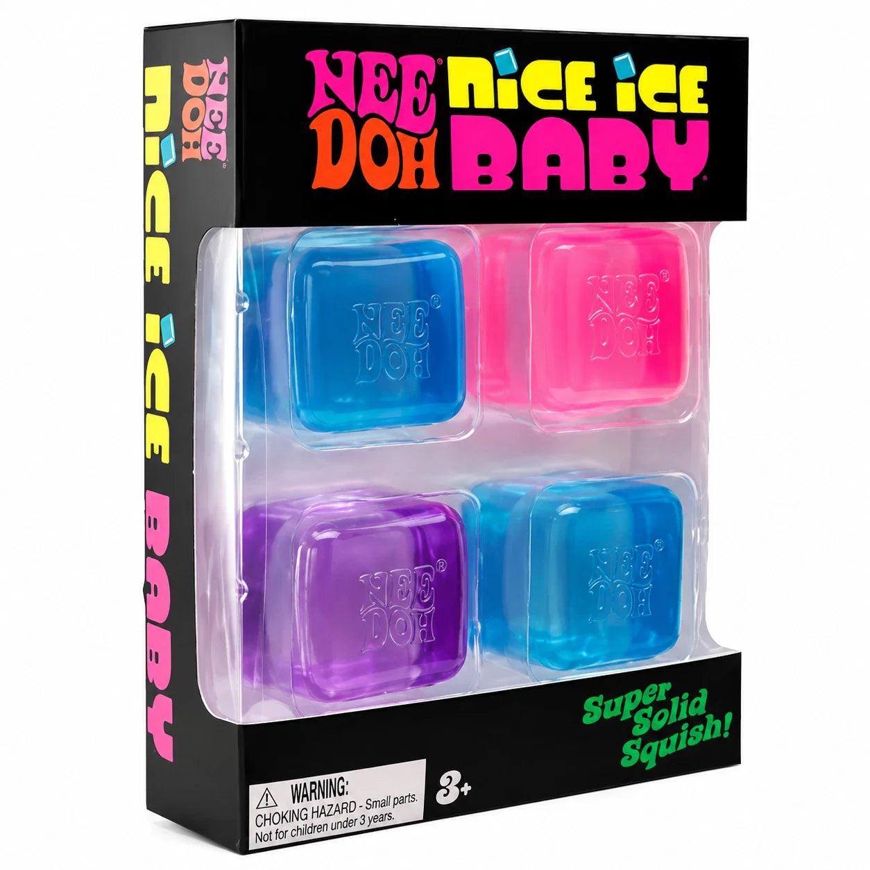 NeeDoh Nice Ice Baby 4-Pack Mini Cubes Authentic Squishy Fidget Stress Toy