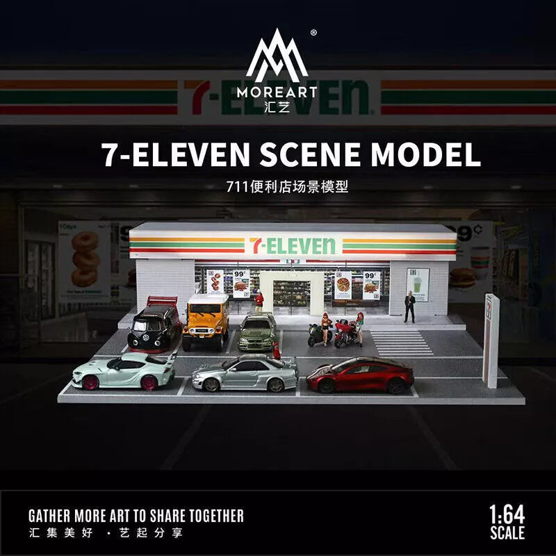 MoreArt 7-11 CONVENIENT SHOP STORE LIGHTED DIORAMA FOR 1/64 DIECAST CARS BY MOREART