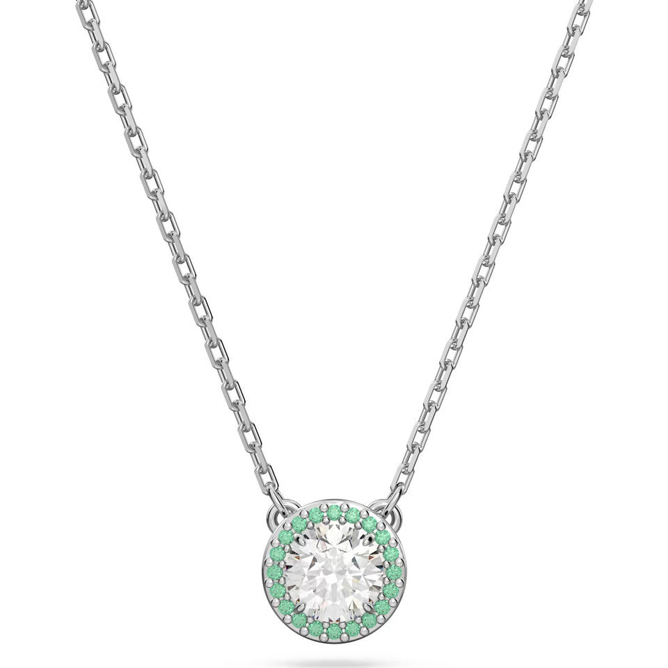 Swarovski 5639756 Constella Pendant, Round Cut, Pavé, Green, Rhodium Plated