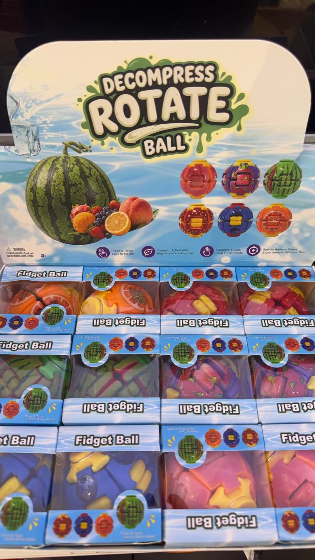 Fruit Decompress Rotate Fidget Ball - Assorted