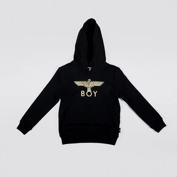 BOY LONDON Boy Eagle Brushed Hoodie-BLACKGOLD BG4HD037B-Medium