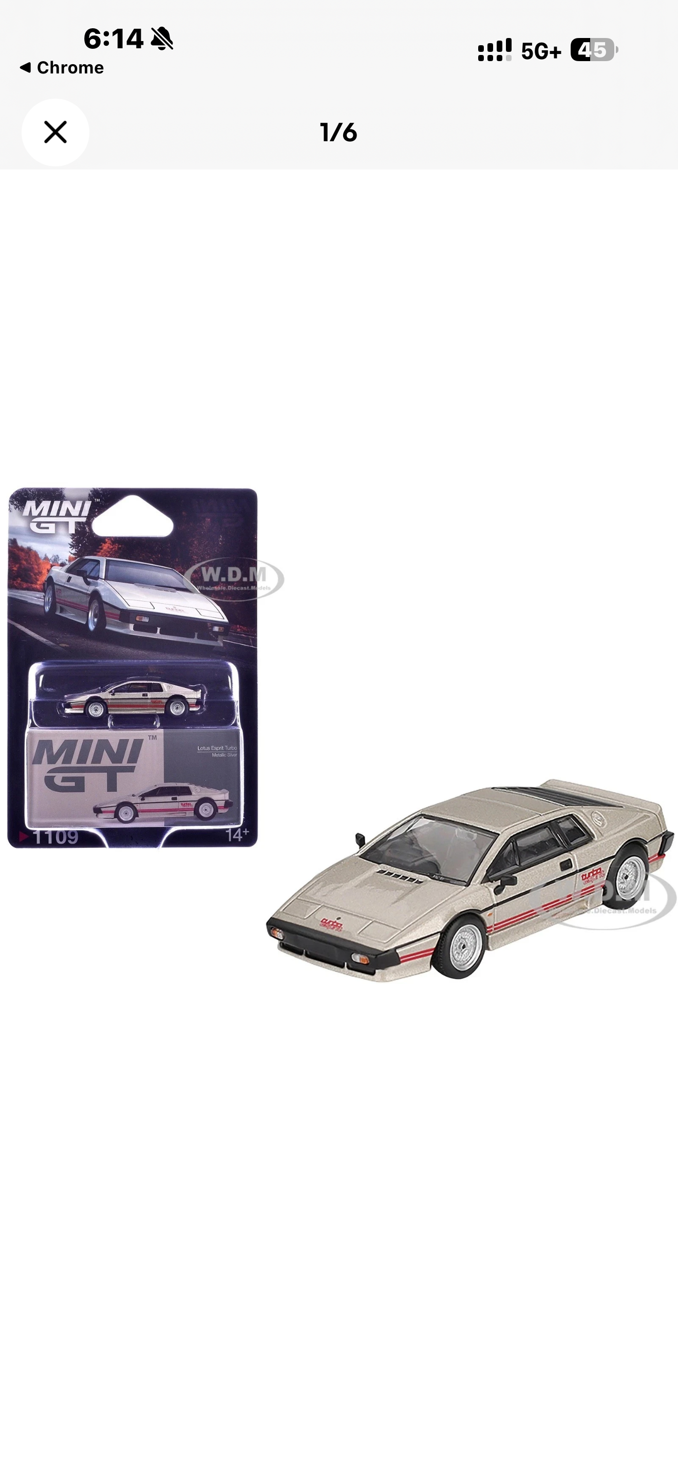 LOTUS ESPRIT TURBO SILVER 1/64 DIECAST MODEL CAR BY MINI GT MGT01109