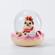 Dogs glass christmas snow globe