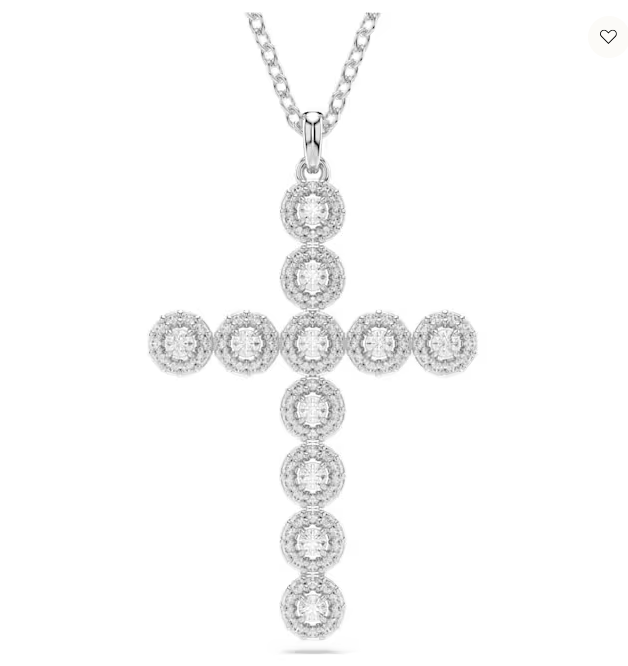 Swarovski 5675573 Insigne pendant Mixed cuts, Cross, White, Rhodium plated