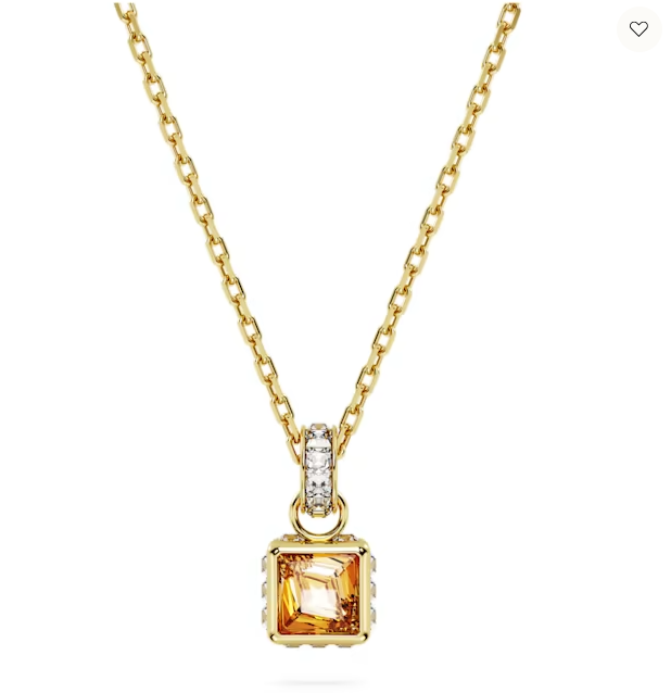 Swarovski 5648749 Stilla pendant Square cut, Yellow, Gold-tone plated