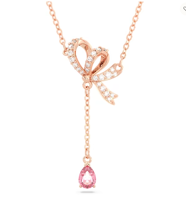 Swarovski 5647569 Volta Y pendant Bow, Pink, Rose gold-tone plated