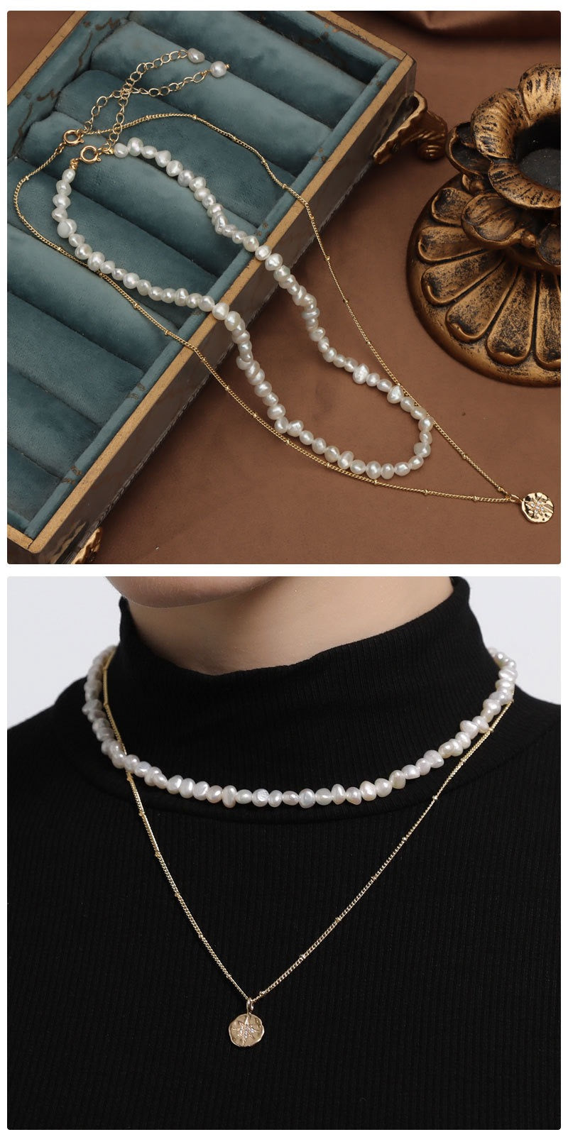 LL-X Stackable Layer Natural Pearl Necklace