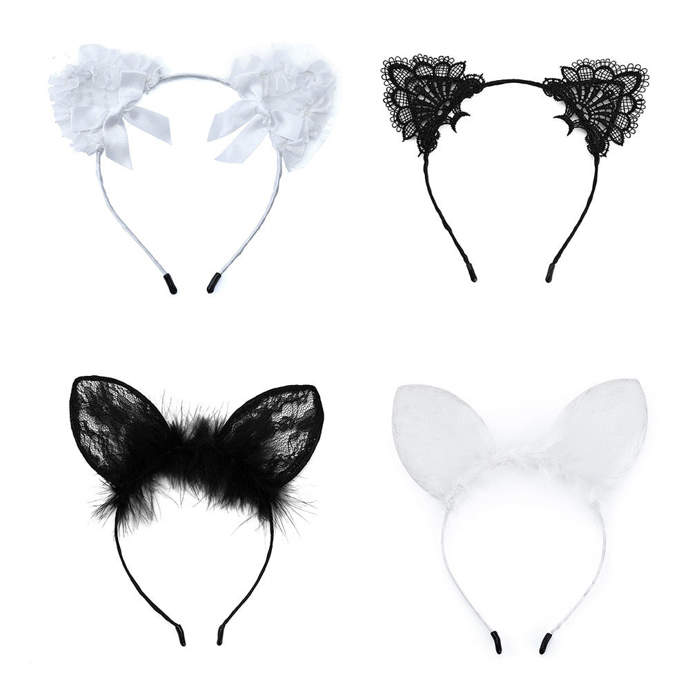LLK02 Cute cartoon lace cat ears headband