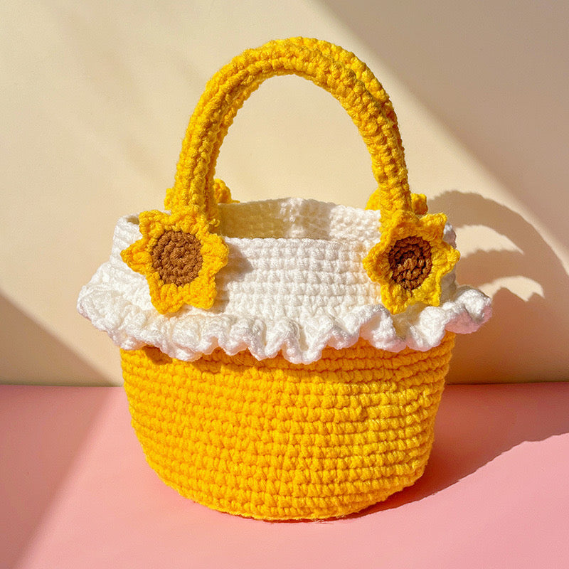 Hand-Knitted Flower Bag