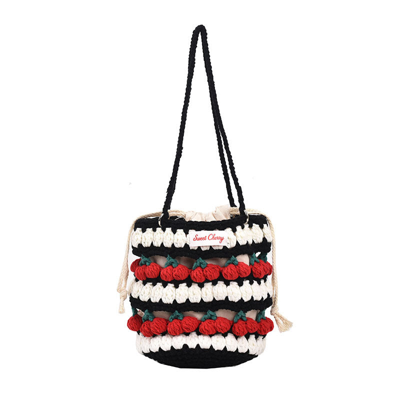 Hand-knitted flower bag