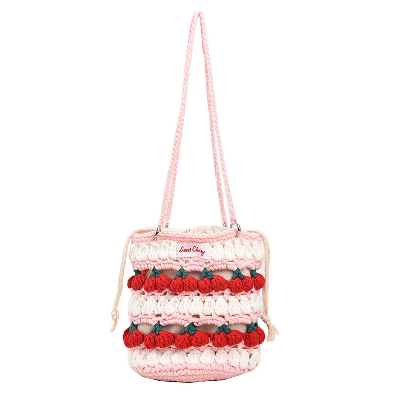 Hand-knitted flower bag