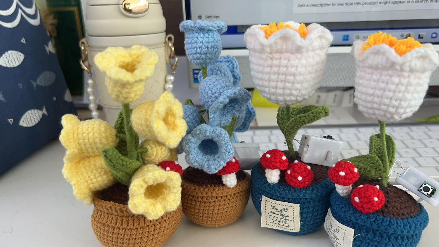 LL-XF Handmade Crochet Potted Plants and Flowers