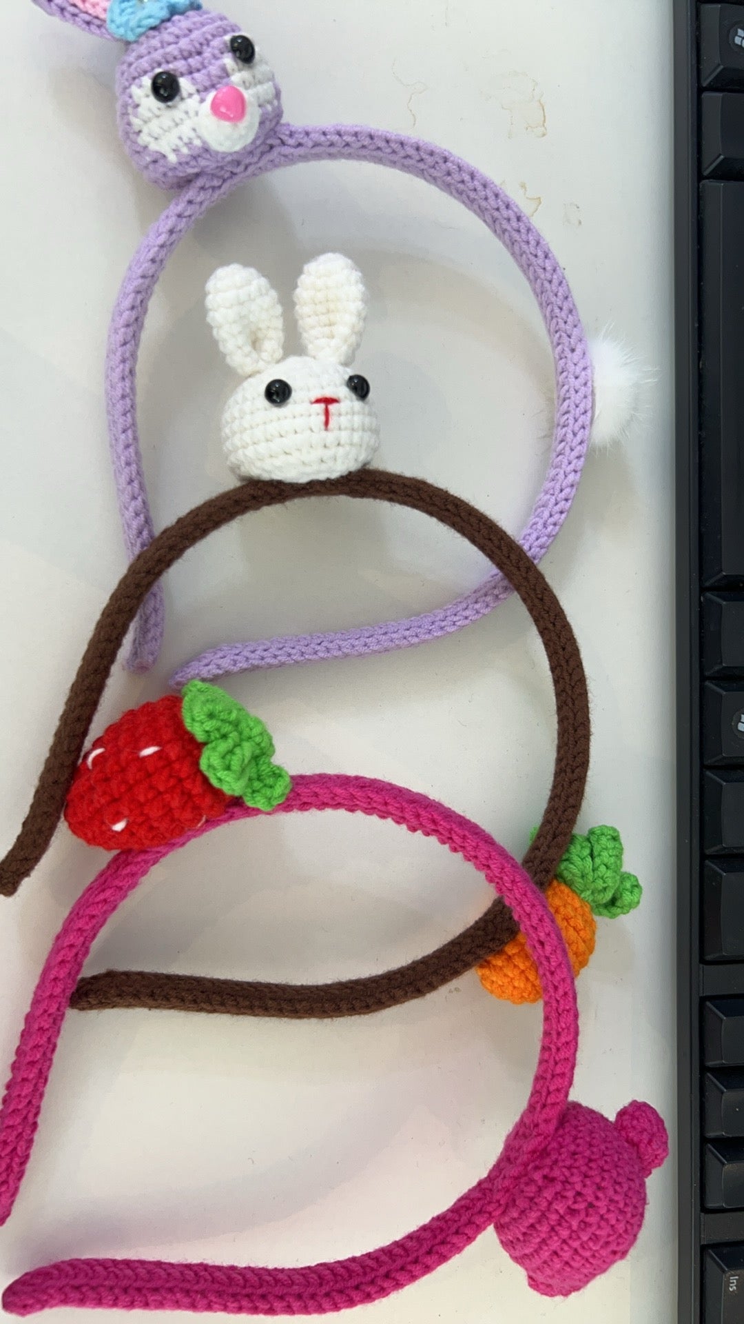 LL-X Hand knitted birthday cake hat and hairpin