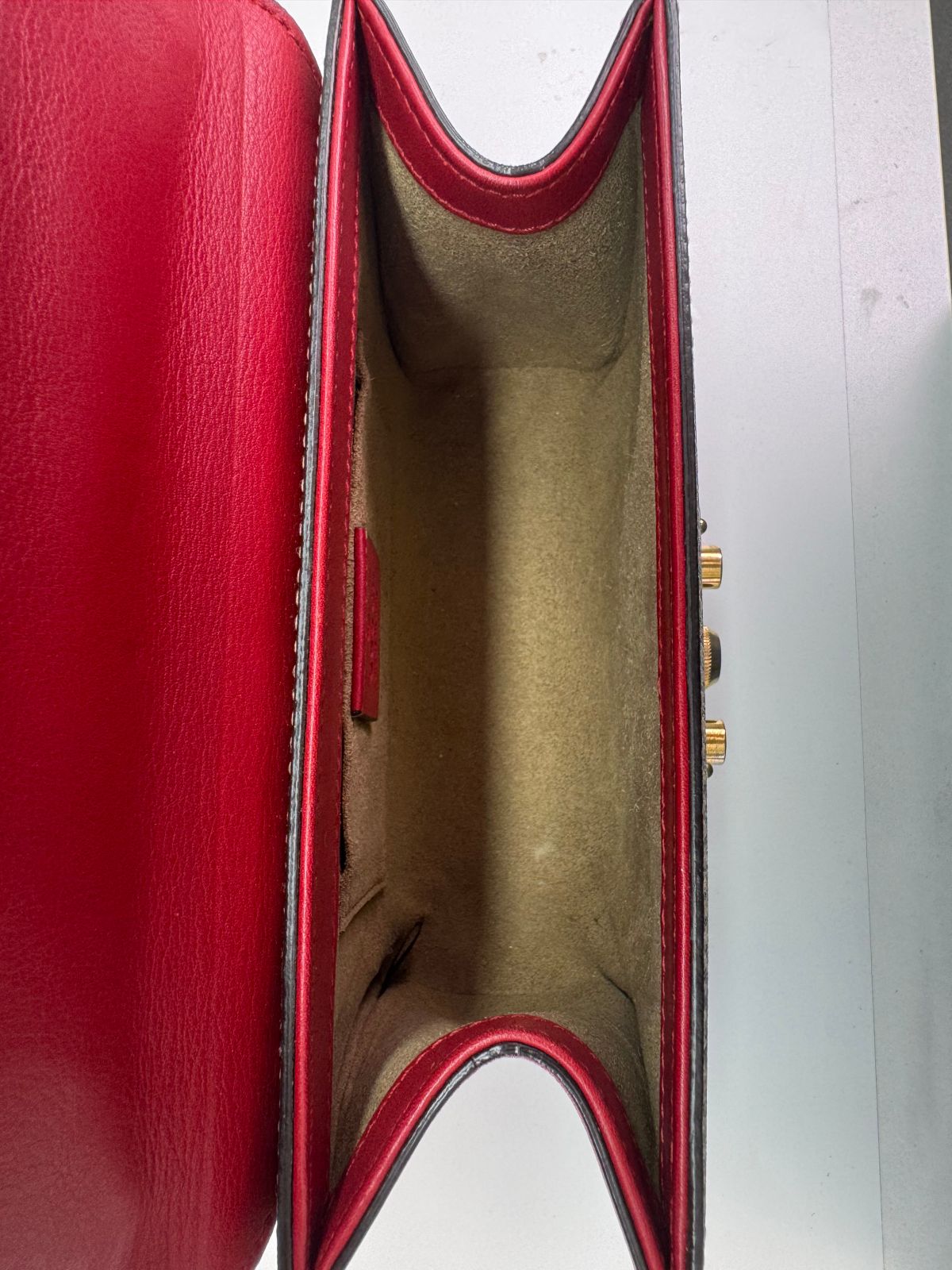 Gucci Beige/Red Small GG Supreme Padlock Crossbody
