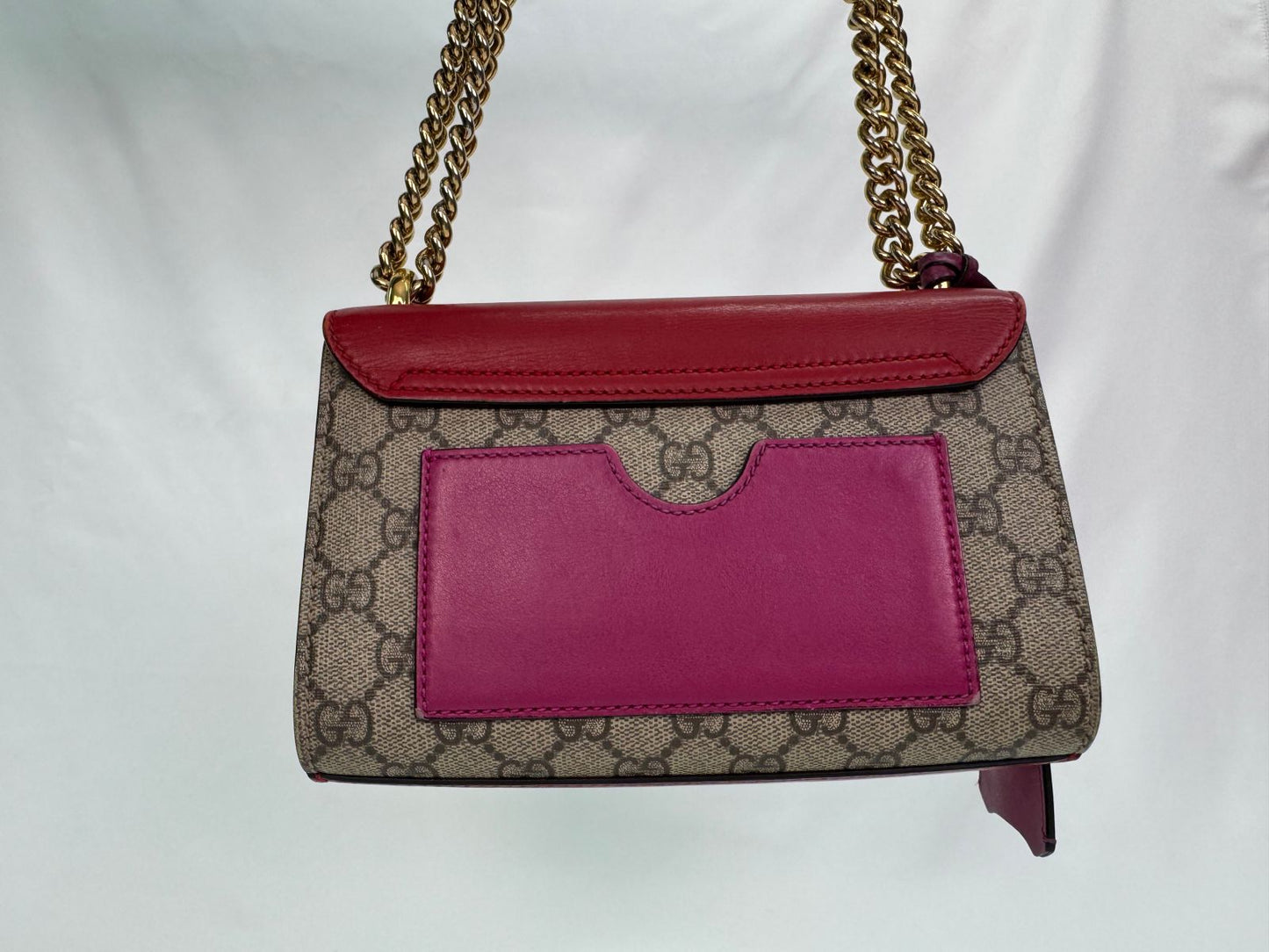 Gucci Beige/Red Small GG Supreme Padlock Crossbody