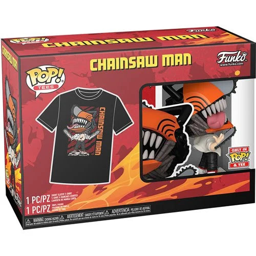 Chainsaw Man Funko Pop! Vinyl Figure #1804 and Adult Pop! T-Shirt 2-Pack (Size Large)