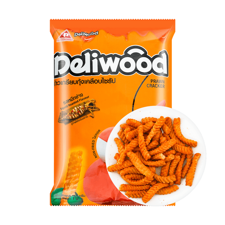 Deliwood prawn cracker squid roasted flavor 70g