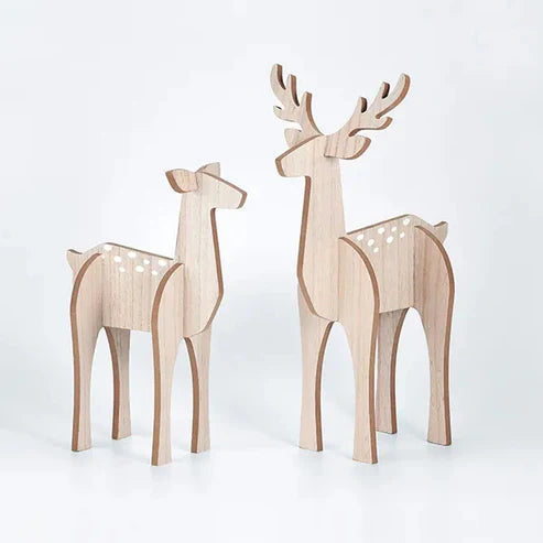 Wooden deer decor set