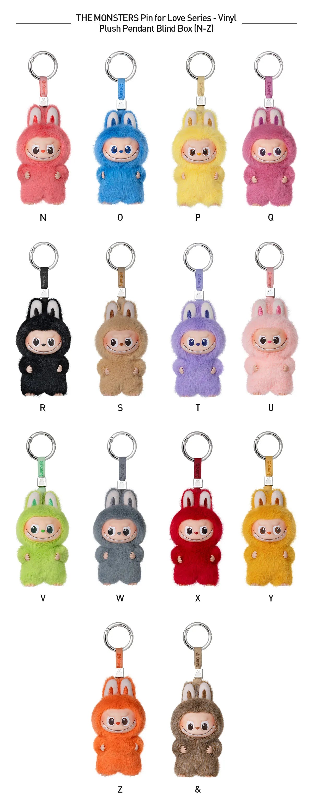POP MART Labubu V4 The Monsters Pin For Love Series Plush Pendant Blind Box (Blue N-Z)