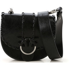 PINKO ROUND LOVE BAG TWIST IN LEATHER BLACK