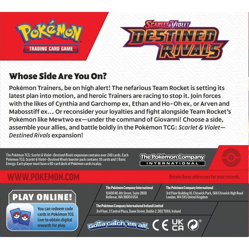 Destined Rivals booster display rear packaging