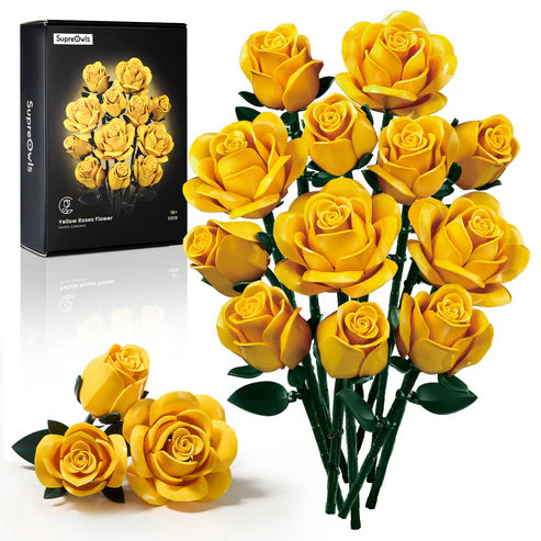SupreOwls  Yellow Rose Brick Bouquet Building Set