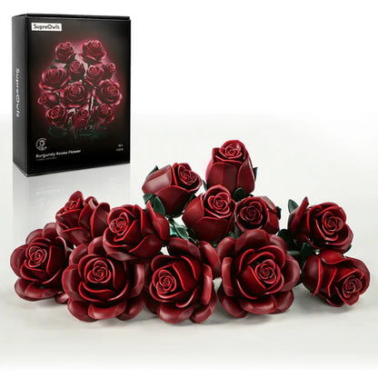 SupreOwls  Burgundy Rose Building Bouquet Set