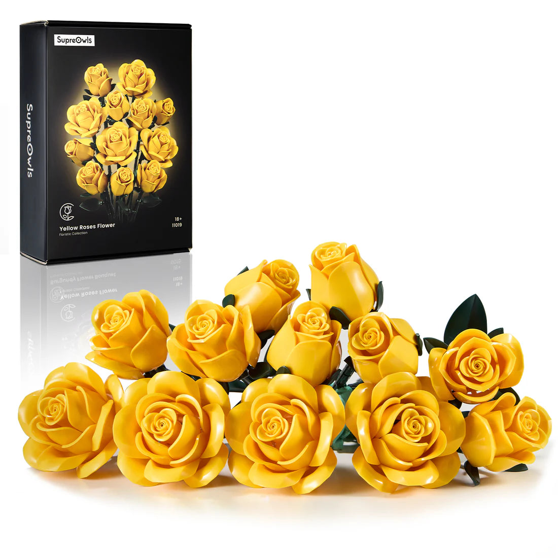SupreOwls  Yellow Rose Brick Bouquet Building Set