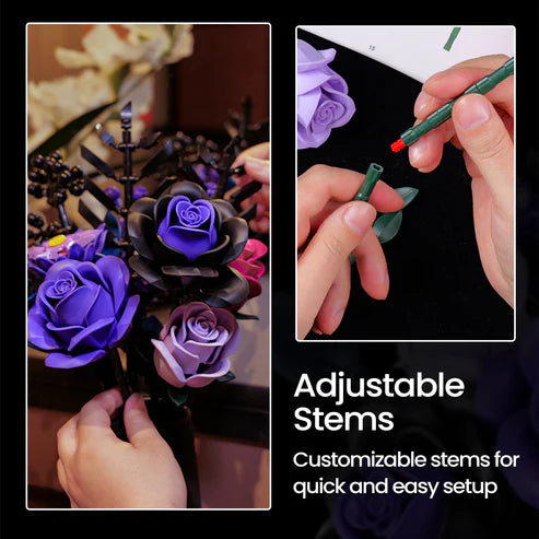 SupreOwls  Purple Roses Bouquet Building Block Set