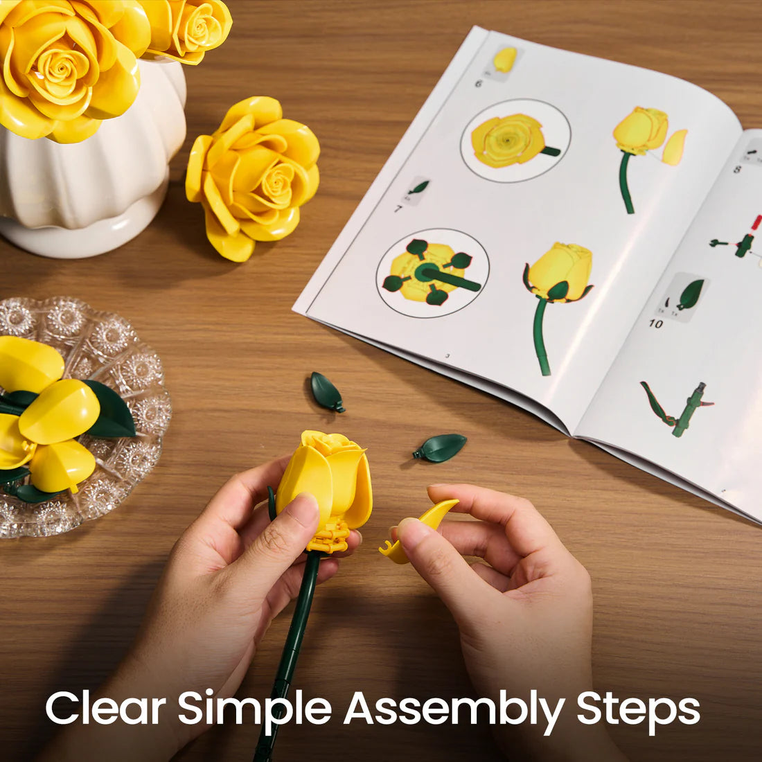 SupreOwls  Yellow Rose Brick Bouquet Building Set