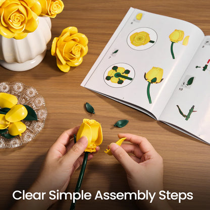 SupreOwls  Yellow Rose Brick Bouquet Building Set