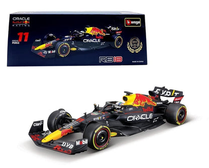 Bburago 1:24 Race F1 Oracle Red Bull RB18 2022 #11 Sergio Perez with Showcase