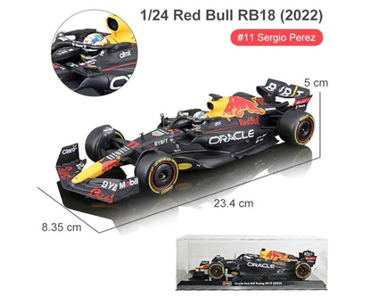 Bburago 1:24 Race F1 Oracle Red Bull RB18 2022 #11 Sergio Perez with Showcase