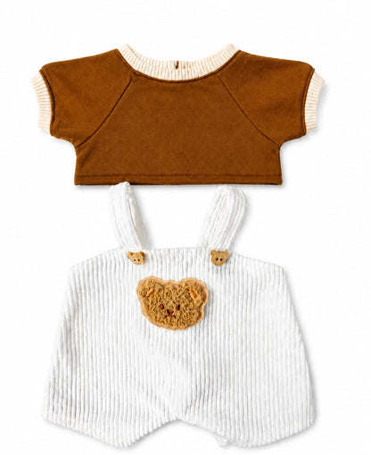 Meemo Bear white overalls doll outfit