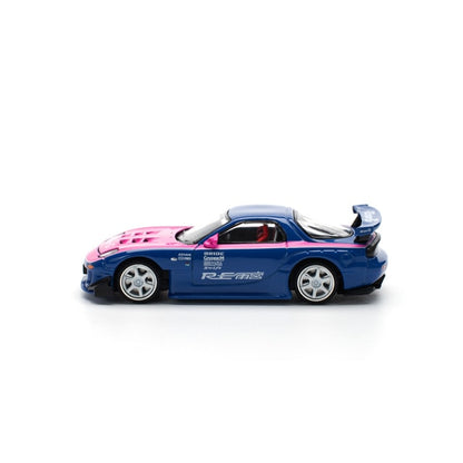 Pop Race 1:64 Mazda RX-7 RE-Amemiya Blue/Pink PR640240 - official product view 2