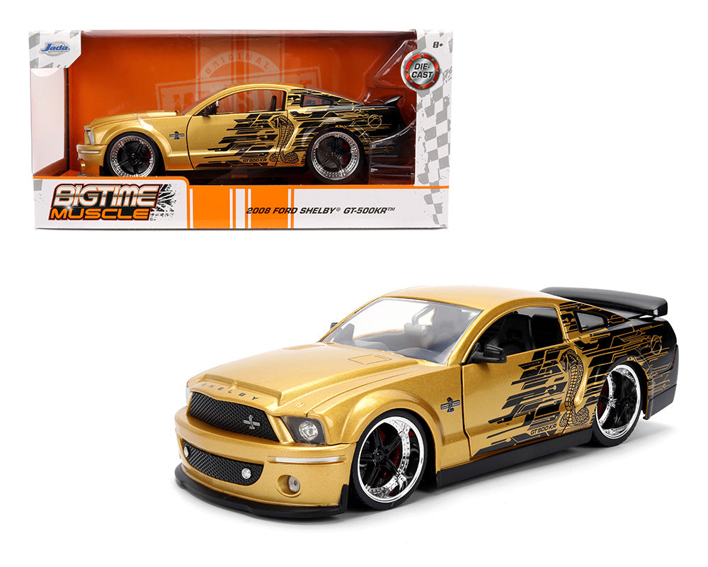 Jada 1:24 2008 Ford Mustang Shelby GT500KR – Gold/Black – Bigtime Muscle