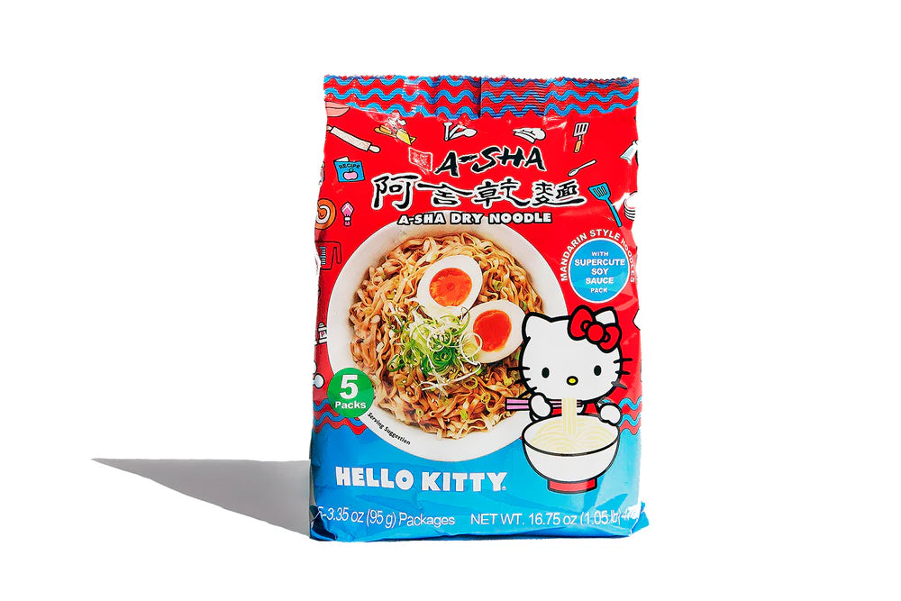 A-Sha Dry Noodle with Supercute Soy Sauce 5 x 3.35oz