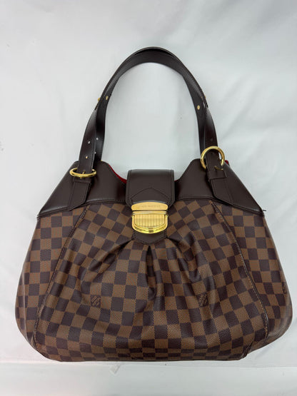 LOUIS VUITTON Sistina GM Shoulder Bag Damier Ebene Leather Brown N41540