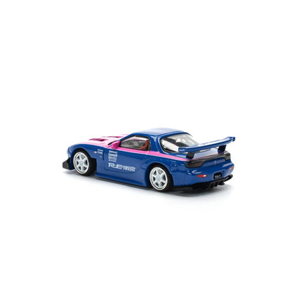 Pop Race 1:64 Mazda RX-7 RE-Amemiya Blue/Pink PR640240 - official product view 3