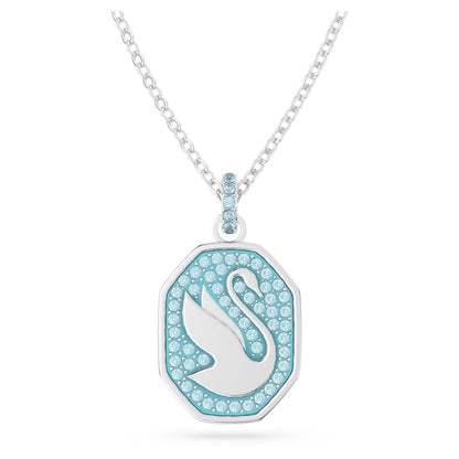 Signum Pendant, Swan, Blue, Rhodium Plated