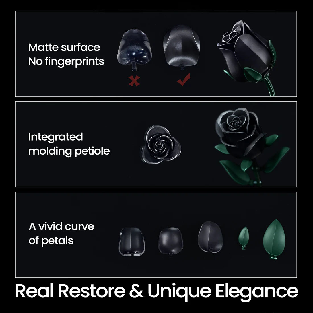 SupreOwls  Three Black Roses Building Block Set