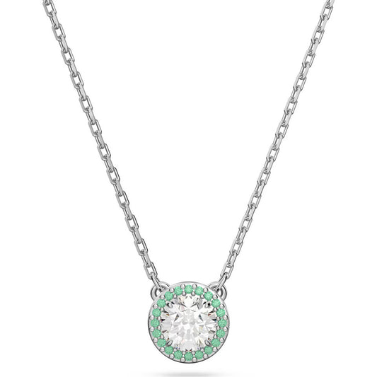 Swarovski 5639756 Constella Pendant, Round Cut, Pavé, Green, Rhodium Plated