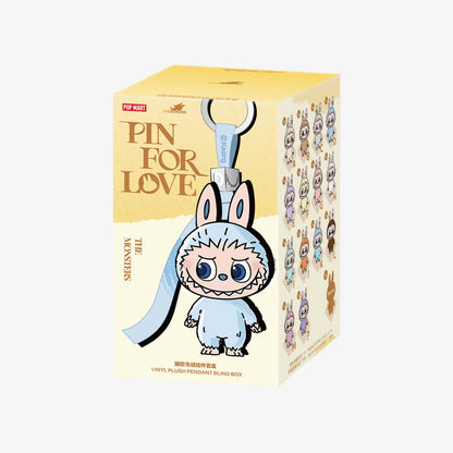 POP MART Labubu V4 The Monsters Pin For Love Series Plush Pendant Blind Box (Yellow A-M)
