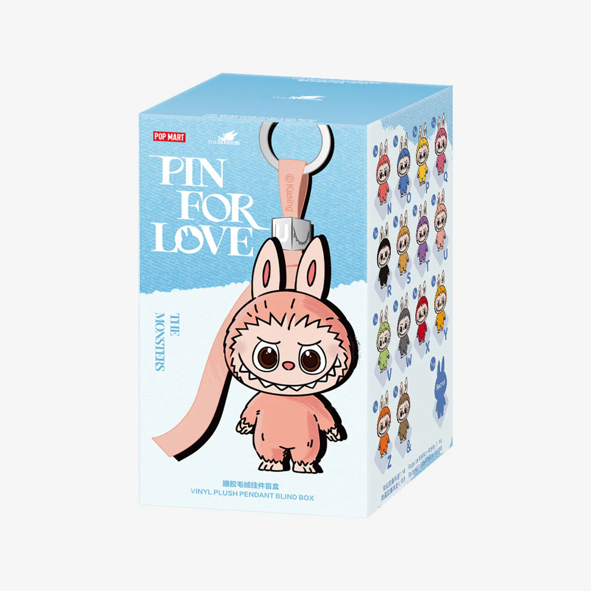 POP MART Labubu V4 The Monsters Pin For Love Series Plush Pendant Blind Box (Blue N-Z)