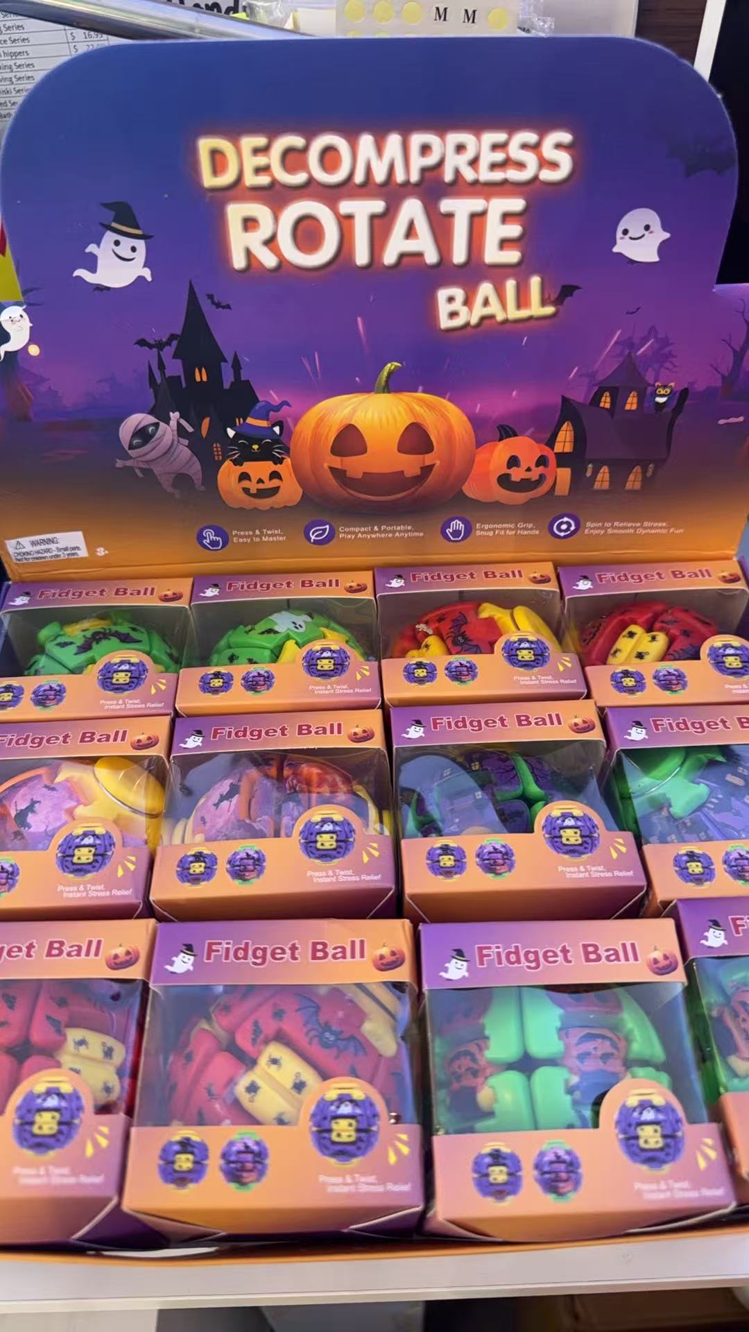 Halloween Decompress Rotate Fidget Ball - Assorted