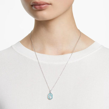 Signum Pendant, Swan, Blue, Rhodium Plated