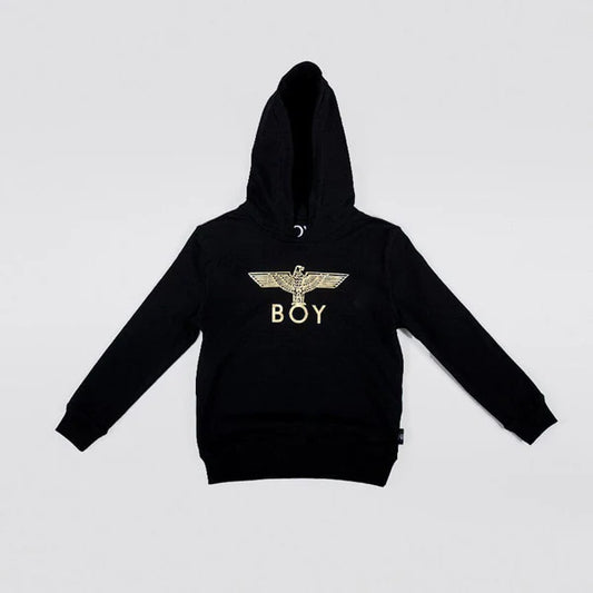 BOY LONDON Boy Eagle Brushed Hoodie-BLACKGOLD BG4HD037B-Medium