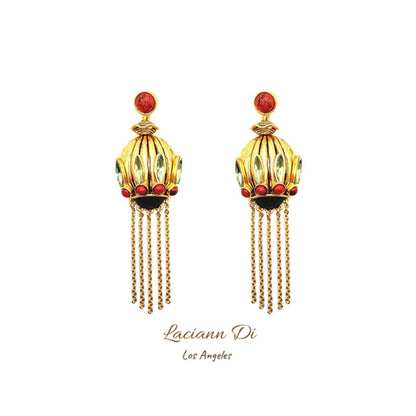 Laciann Di Turquoise Crown Tassel Earrings