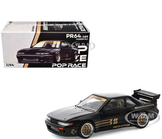 PANDEM S13 RHD BLACK 1/64 DIECAST MODEL CAR BY POP RACE PR640289