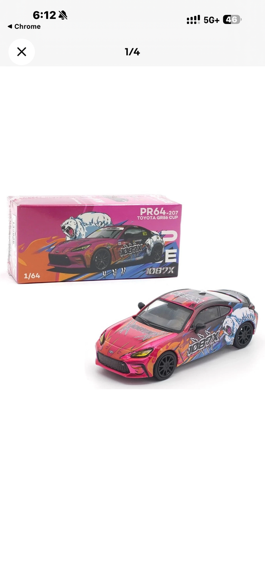 Pop Race 1:64 Toyota GR86 Cup 1087X Diecast Model Car PR640207